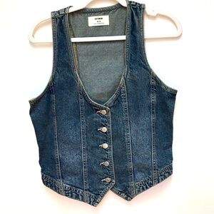 COTTON:ON Jean Denim Vest Medium Blue 100% Cotton Western Festival